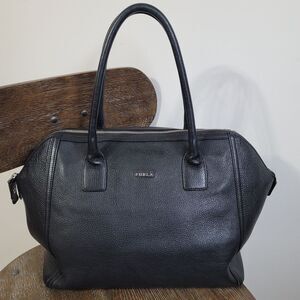 Furla • Black Pebbled Leather Satchel